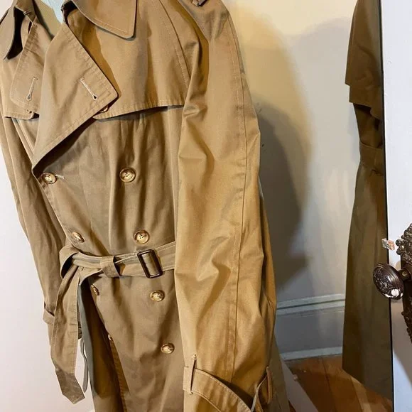 Christian Dior Monsieur Iconic Trench Coat Size 44R Gold Double Breasted Belted - Picture 5 of 14